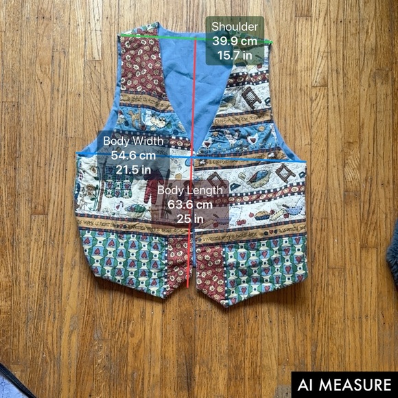Handcrafted Quilted Patchwork Vest in Blue and Multicolor - Picture 4 of 6